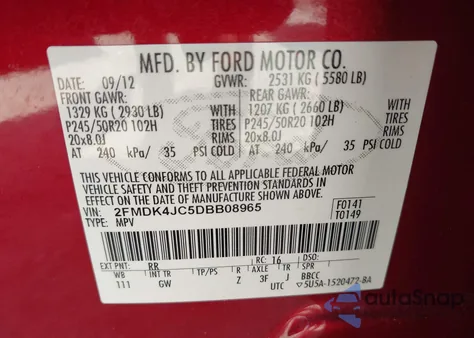 2013 Ford Edge Sel z USA, uszkodzony, nr VIN 2FMDK4JC5DBB08965